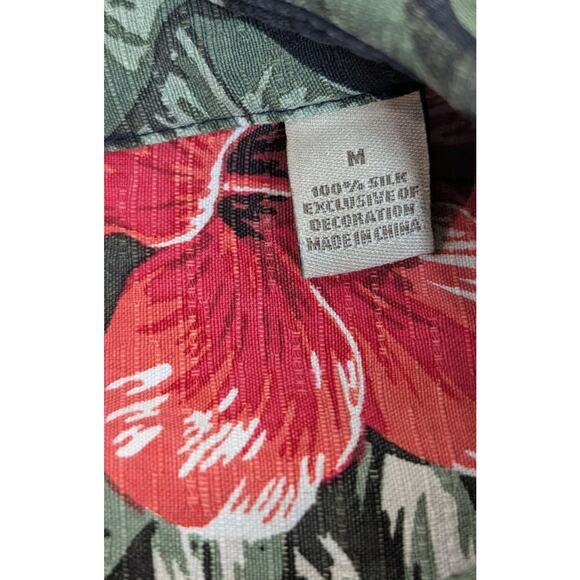 PARADISE COLLECTION Men's M Silk Hawaiian Tropical Button Down Shirt Vacation - Picture 4 of 7
